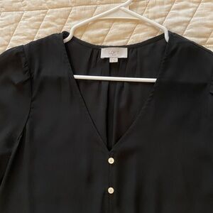 LOFT Black Blouse with Button Detail